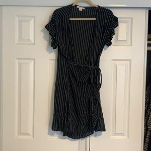 Black ruffle wrap dress